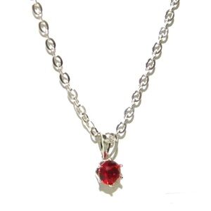 Brand New EFFY Ruby Red Zircon 5mm with Silver Chain Pendant Necklace 17" Long